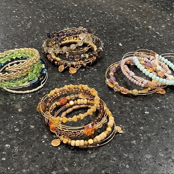 Alex & Ani Gold tone Bangle Beaded Stack Bracelet - Picture 7 of 7